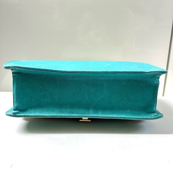 Be&D Turquoise Studded Gold  Hardware Textured Snakeskin Shoulder Handbag - Picture 9 of 15